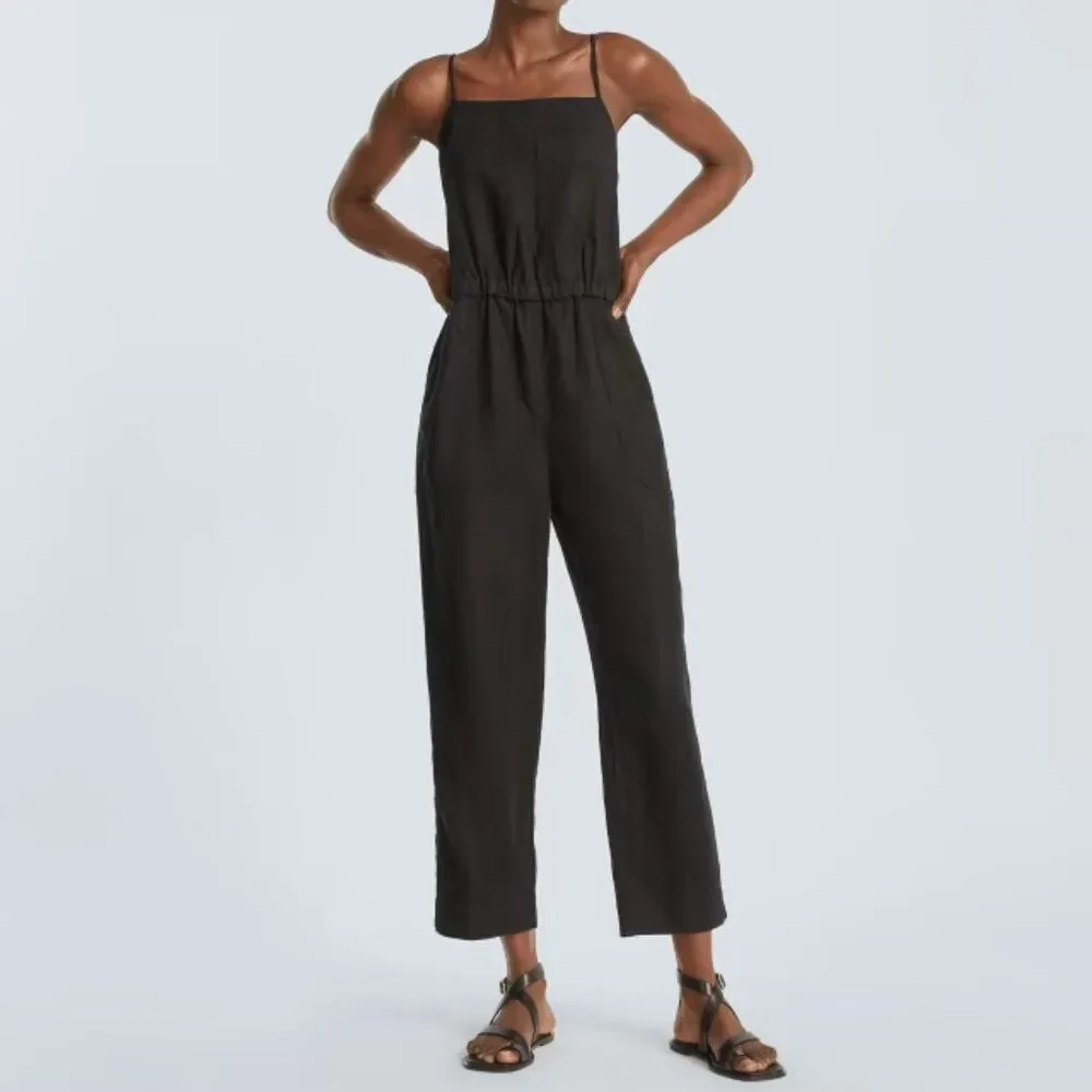 Everlane The Linen Shoestring Lightweight Jumpsuit Black XS